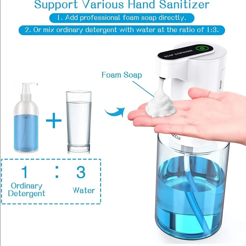 NEW! Touchless Soap Dispenser Automatic Foam Hands-Free Countertop Transparent